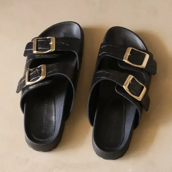 Kožené pantofle Manebi Traveler Nordic Sandals dámské, černá barva, M 2.2 RT