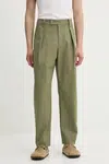 Bavlněné kalhoty A.P.C. pantalon renato pánské, zelená barva, ve střihu chinos, COHFU.H08428