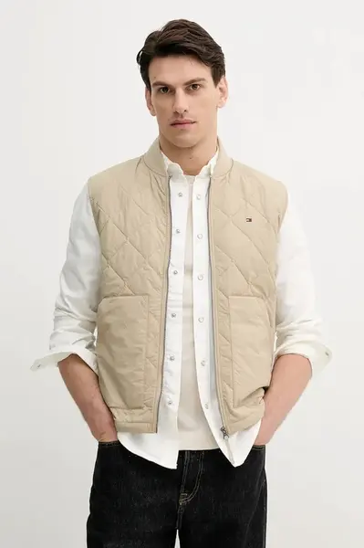 Vesta Tommy Hilfiger pánská, béžová barva, přechodná, MW0MW39647