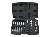 GEKO Hlavice 3/8” nástrčné a zástrčné TORX (T10-T55) a E-TORX (E4-E20), s nástavci, sada 34 ks