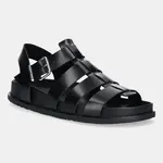 Kožené sandály Tommy Jeans TJW FISHERMAN PATENT SANDAL dámské, černá barva, EN0EN02874