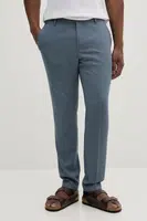 Kalhoty s příměsí vlny Calvin Klein pánské, modrá barva, ve střihu chinos, K10K113949