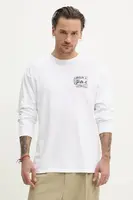 Bavlněné tričko s dlouhým rukávem Vans bílá barva, s potiskem, VN000M41WHT1