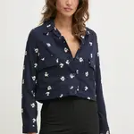 Bunda se lněnou směsí Pepe Jeans GEORGINA tmavomodrá barva, PL402529