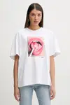 Bavlněné tričko Fiorucci Lollipop Mouth Print Boxy T-Shirt bílá barva, U02SPTSH103CJ01WH09
