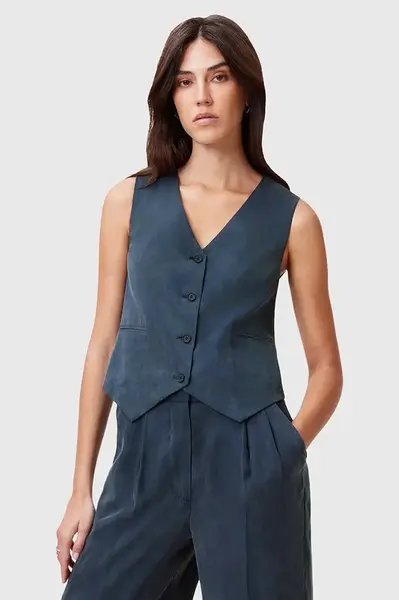 Vesta AllSaints AVERIE modrá barva, jednořadá, W039QC