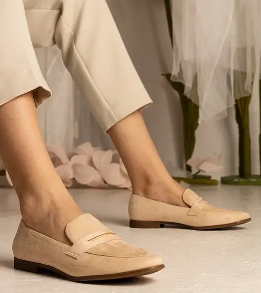 Gemre Beige Women's Classic Loafers Nageri