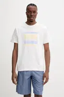 Bavlněné tričko A.P.C. t-shirt malone pánské, bílá barva, s potiskem, COGCK.M26506