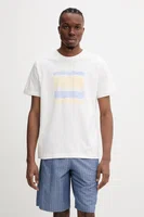 Bavlněné tričko A.P.C. t-shirt malone pánské, bílá barva, s potiskem, COGCK.M26506