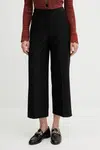 Kalhoty United Colors of Benetton dámské, černá barva, široké, high waist, 42A8DF08R