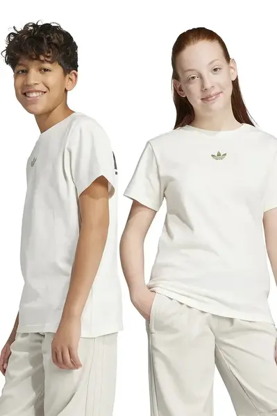 Dětské bavlněné tričko adidas Originals béžová barva, s potiskem, JY8374