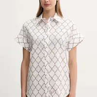 Bavlněná košile Max Mara Beachwear dámská, bílá barva, regular, s klasickým límcem, 2516111029600