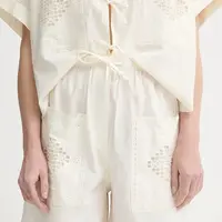 Bavlněné šortky Sessun dámské, béžová barva, high waist, 25206002