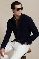 Vlněný kardigan Polo Ralph Lauren pánský, tmavomodrá barva, 710970292