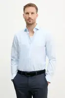 Bavlněná košile BOSS modrá barva, slim, s klasickým límcem, 50539099