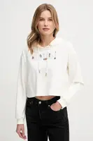 Mikina Gaudi dámská, béžová barva, s kapucí, s aplikací, 511BD64033