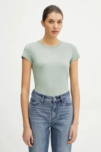 Bavlněné tričko Armani Exchange zelená barva, XW000386 AF10354