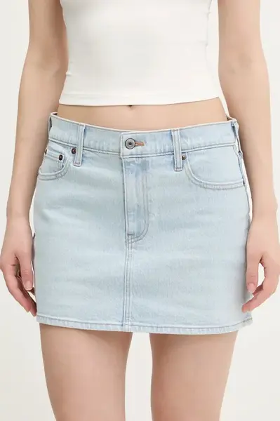 Džínová sukně Abercrombie & Fitch modrá barva, mini, KI143-5085