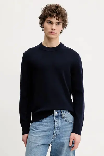 Vlněný svetr Sunflower pánský, tmavomodrá barva, lehký, 3039