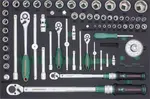 Modul - gola sada 1/4", 3/8" a 1/2", momentové klíče 10-200 Nm, 65 ks - JONNESWAY T27165SV