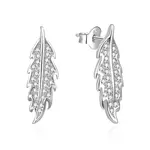 Agato Stříbrné náušnice Listy se zirkony AGT-E089PW