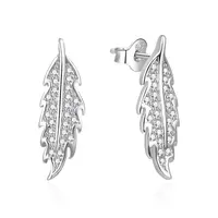 Agato Stříbrné náušnice Listy se zirkony AGT-E089PW