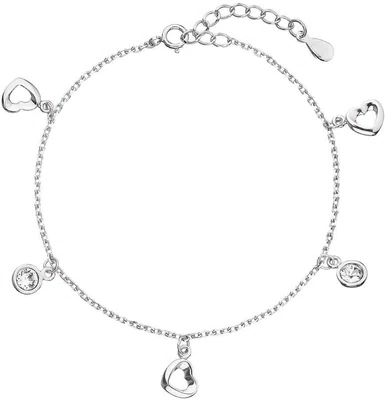Evolution Group - Pavona Stříbrný náramek se Swarovski krystaly bílé srdce 33110.1