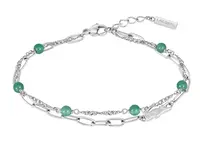 Lacoste Dámský ocelový náramek se zelenými korálky Deva 2040457