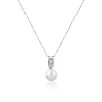 JwL Luxury Pearls Elegantní náhrdelník s pravou perlou a zirkony JL0748 (řetízek, přívěsek)