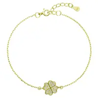 Evolution Group - Pavona Pozlacený náramek se zirkony Čtyřlístek pro štěstí 13008.1