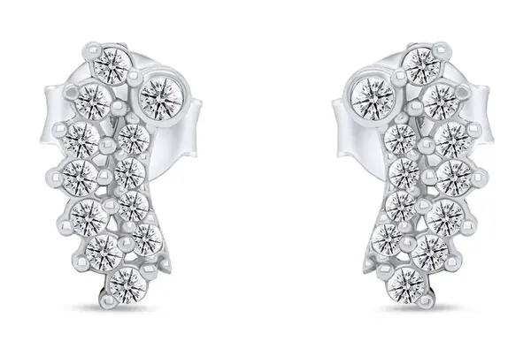 Brilio Silver Podélné stříbrné náušnice se zirkony EA358W