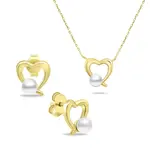 Brilio Silver Romantický pozlacený set šperků s perlami SET234Y (náušnice, náhrdelník)