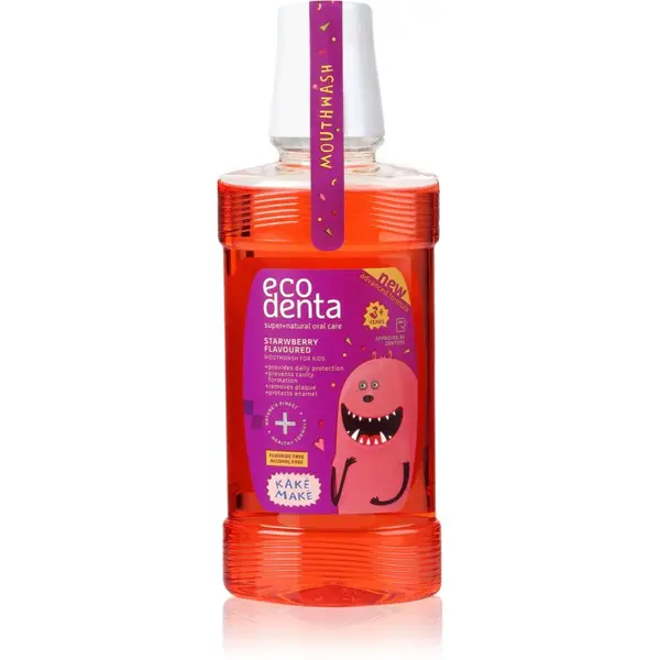 Ecodenta Super + osvěžující ústní voda pro děti příchuť Strawberry 250 ml