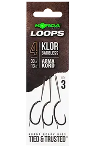 Korda hotové montáže loop rigs klor barbless - háček 4 nosnost 30 lb