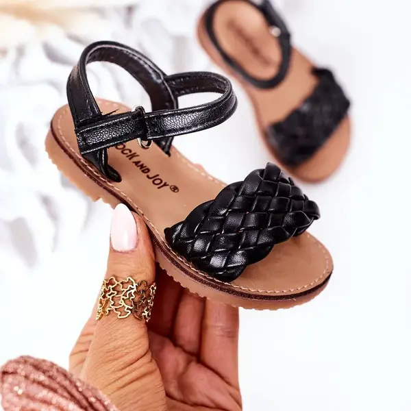 FR1 Detské sandále s čiernym bailly vrkočom