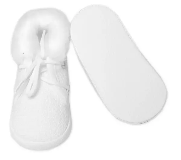 Baby Nellys Kojenecké capáčky/botičky na šněrování s kožíškem,  bílé