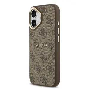 Zadní kryt Guess PU Leather 4G Gold Frame MagSafe  Apple pro iPhone 17, hnědá