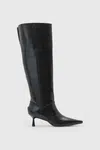 Vysoké čižmy AllSaints ODYSSEY LOW BOOT čierna farba, na vysokom podpätku, W019FD