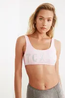 Trendyol Pink Slogan Bikini Top