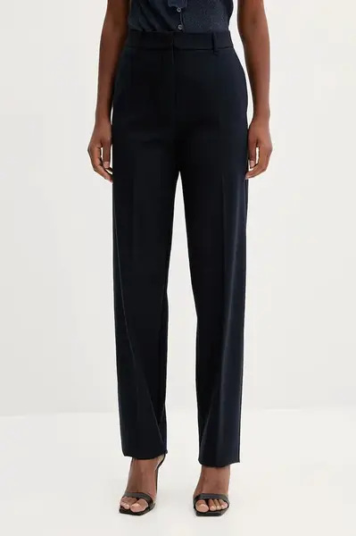 Vlnené nohavice Marella tmavomodrá farba, cigaretový strih, vysoký pás, 2523136054200