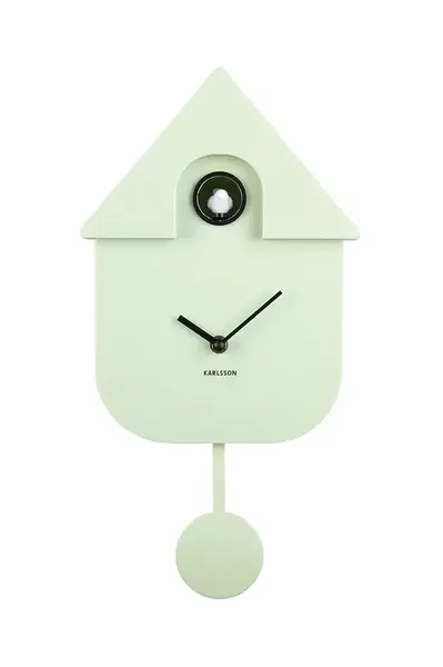 Kukučkové hodiny Karlsson Modern Cuckoo 41 cm zelená farba