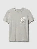 Šedé chlapčenské žíhané tričko s logom GAP