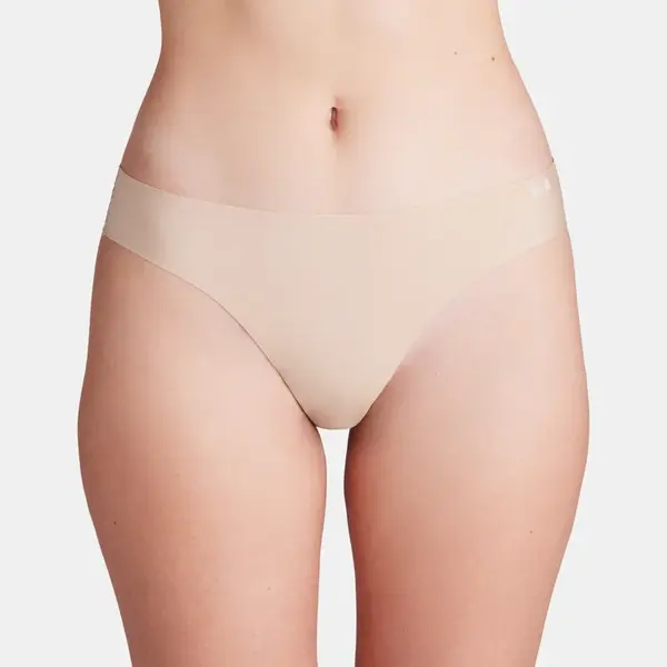 Súprava troch dámskych táng vo svetlo hnedej farbe Under Armour UA Pure Stretch 3 No Show