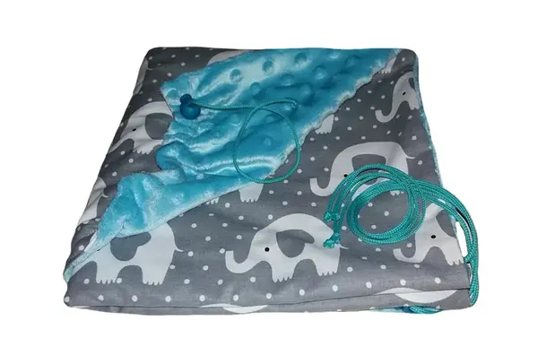 Nekĺzavá obojstranná deka fleece MINKY/ BAVLNA - menšia, Modrá