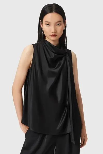 Blúzka s prímesou hodvábu AllSaints HERELA