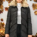 Z6767 DEWBERRY DÁMSKY KABÁT - JEDNOFAREBNÝ ČIERNY