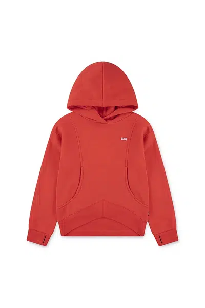 Detská mikina Levi's BATWING PATCH HOODIE červená farba, s kapucňou, jednofarebná, 3EN447