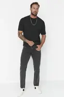 Trendyol antracitové džínsy Essential Fit Denim nohavice