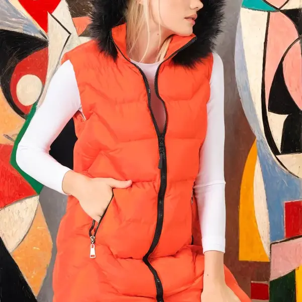 Z6761 ROSNÁ DÁMSKA VESTA-OBYČAJNÁ ORANŽOVÁ