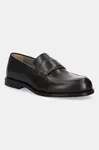 Kožené mokasíny Calvin Klein ESS RUBBER BAND LOAFER LTH pánské, hnědá barva, HM0HM01923